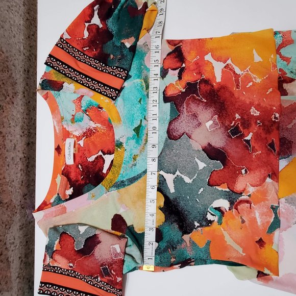Calvin Klein Tunic Dress, size S, Multi-Colored Colorful Abstract Floral Design - Picture 7 of 7